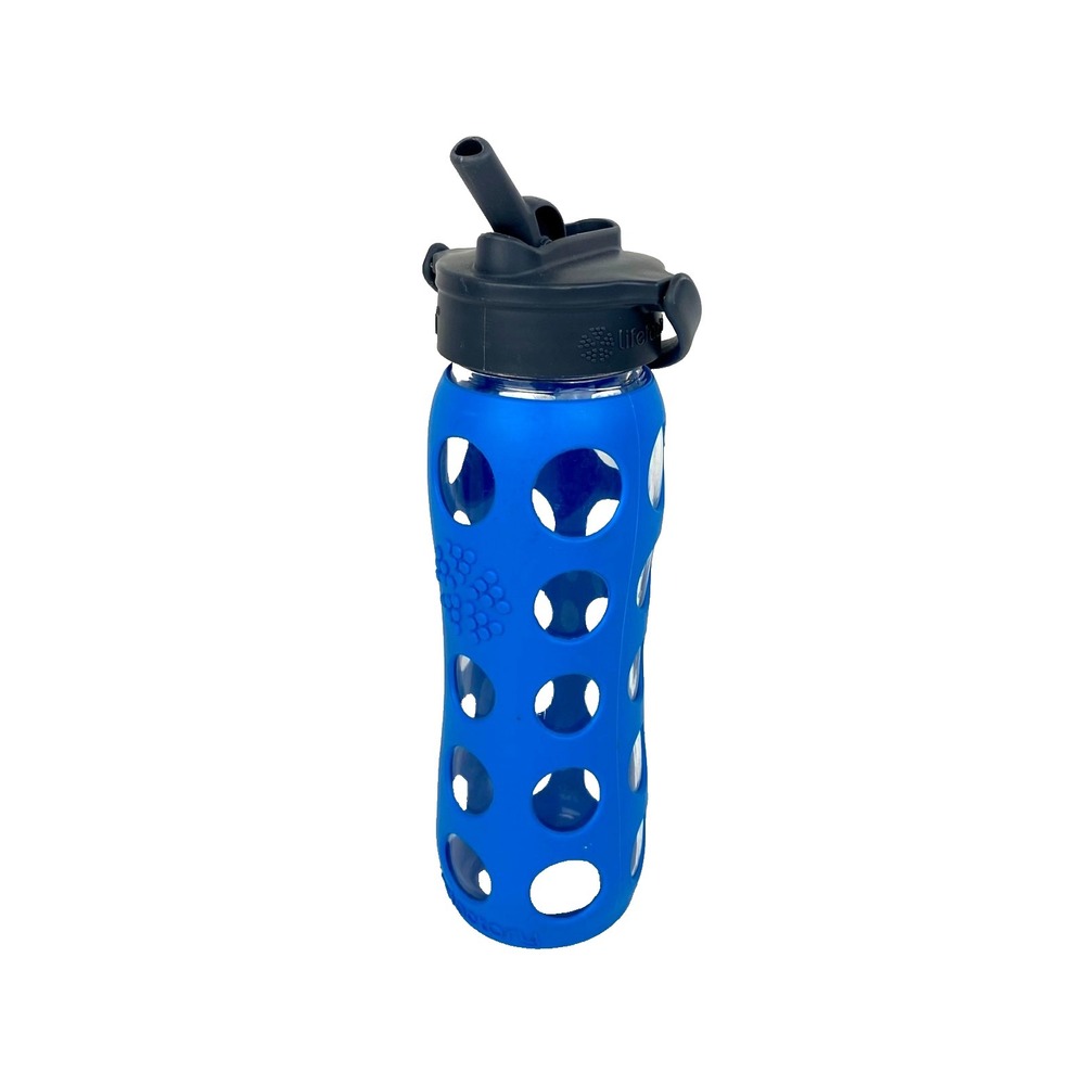 Lifefactory Silicone Wrapped Glass Bottle 24 oz Blue Screw Top